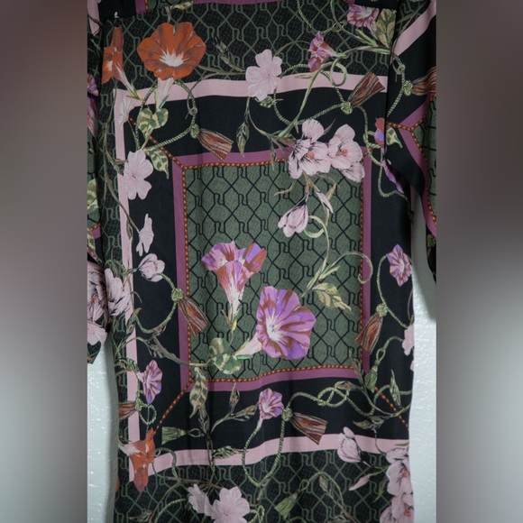 River Island Black Floral Silky Morning Glory Long Sleeve Dress 10 - Picture 4 of 4